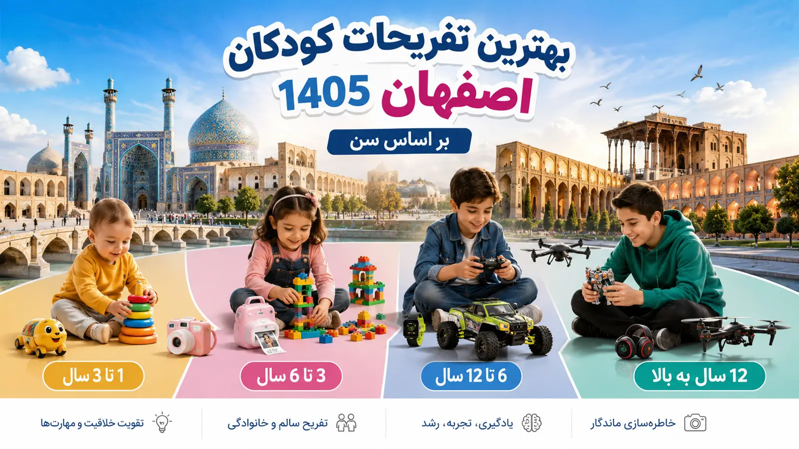 بهترین تفریحات کودکان اصفهان 1405 | بر اساس سن